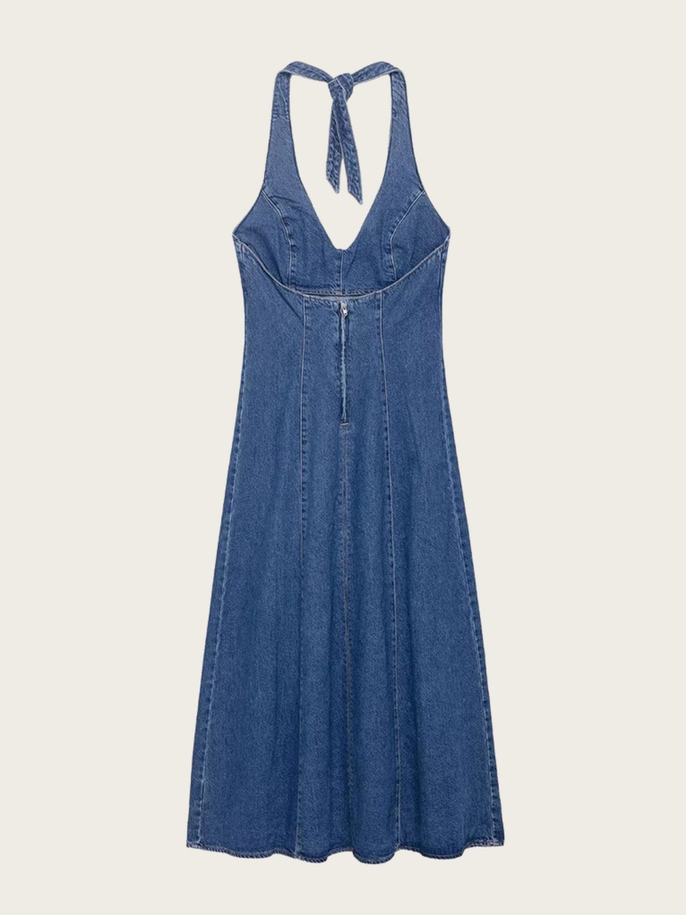 Velvet Heart Denim Halter Midi Dress - 4 - Picture 3 of 10